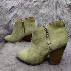 Rag And Bone Margot Suede Stacked Heel Ankle Boot Size 36 US 6 Beige Taupe